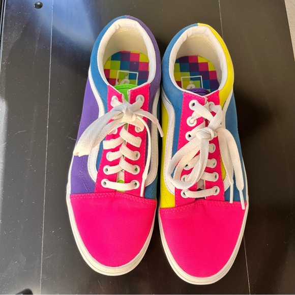 Vans Old Skool Neon Color Block Skate Shoes - Picture 1 of 10